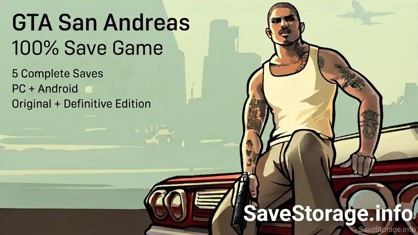 GTA San Andreas 100% Save Game – 5 Complete Saves